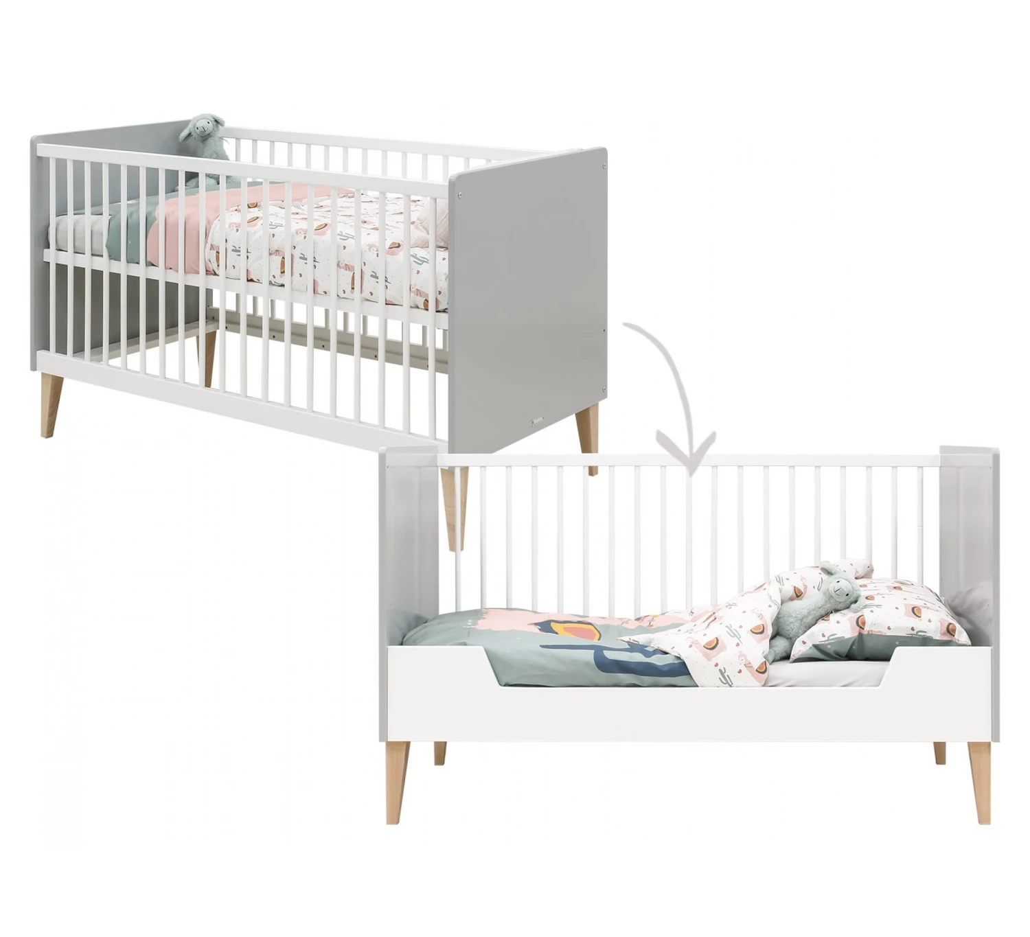 Bedbank Emma 70x140 Wit/grijs 3 Bedbank Emma 70x140 Wit/grijs